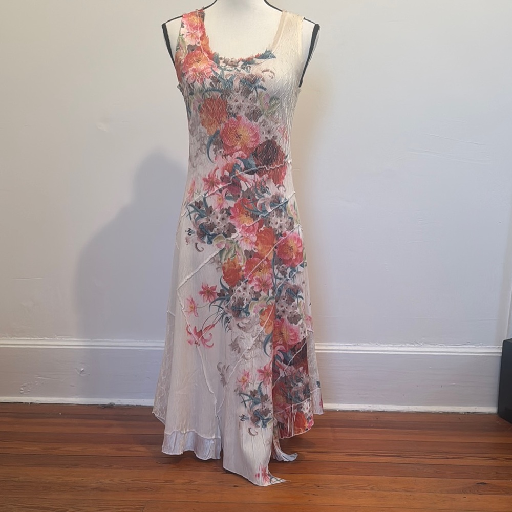 Komarov Asymmetrical Sundress White and Cream